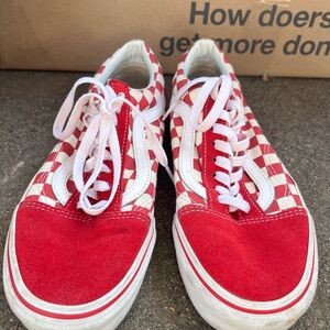 VANS Red and White Checkered Sneakers